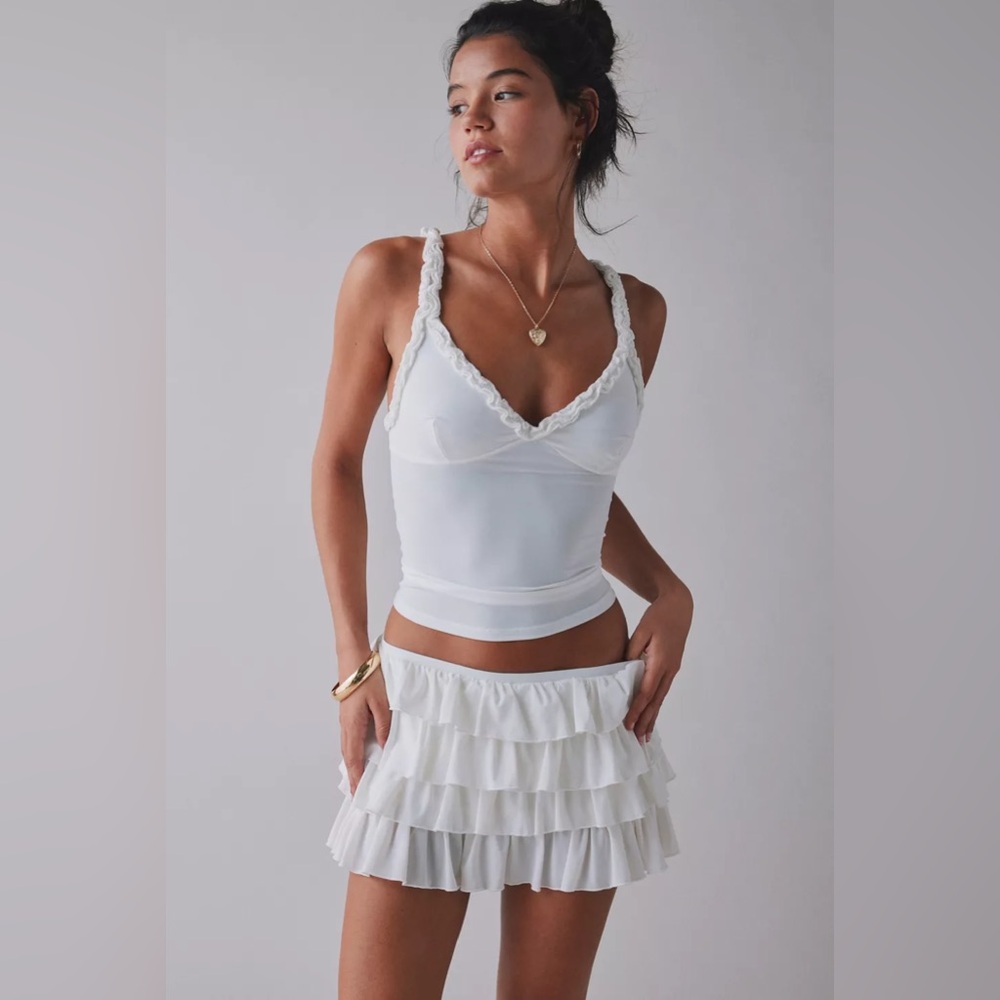 Urban Outfitters Out From Under Cammy Ruffle Trim Micro Skort. NWT! - Picture 2 of 6